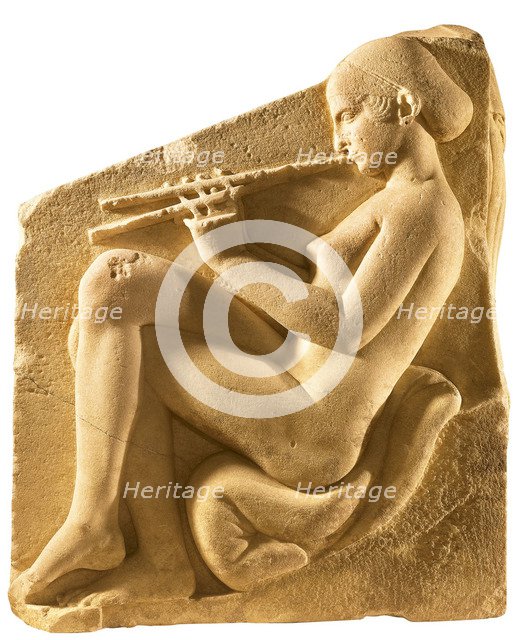 An aulos player. Altar of Aphrodite, so-called Ludovisi Throne, Left-hand panel, ca 430 BC. Artist: Classical Antiquities  