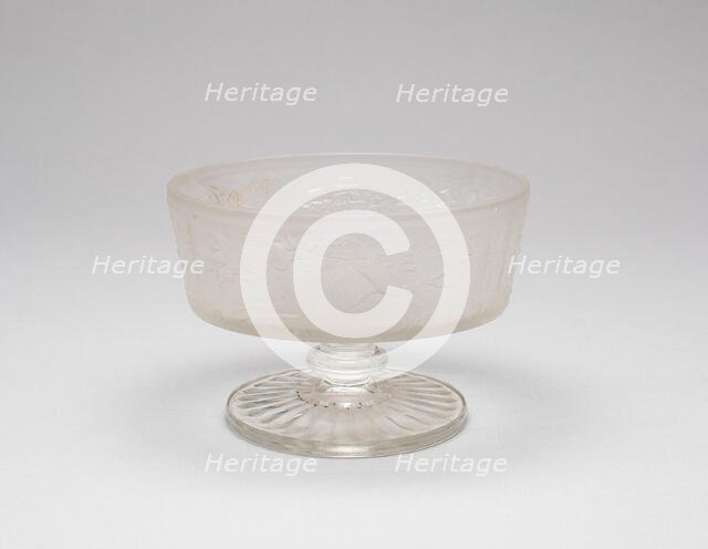 Westward-Ho!/Pioneer pattern footed dish, c. 1876. Creator: Gillinder & Sons.