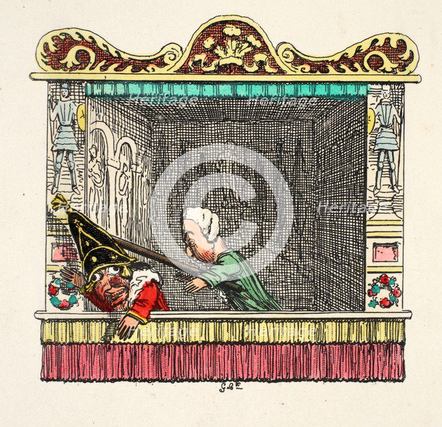 Punch being hit from behind by the Doctor, 1827.