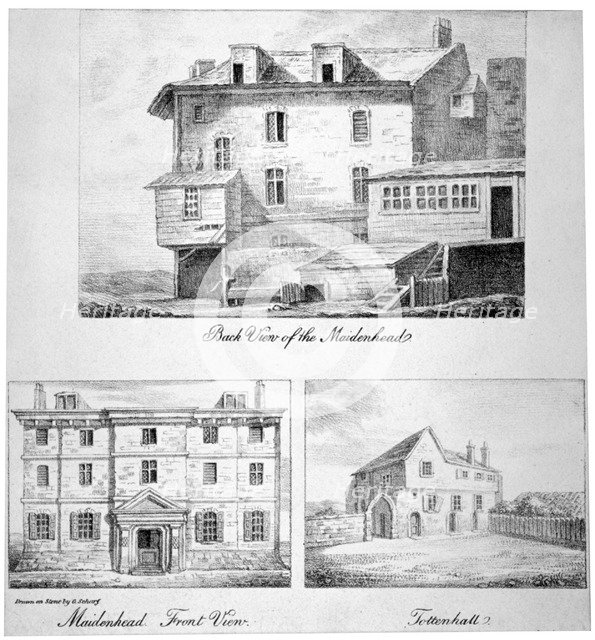 Three views of Toten Hall, Tottenham Court Road, St Pancras, London, c1810. Artist: Anon
