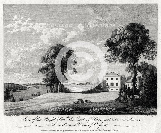 'Seat of the Right Honourable the Earl of Harcourt at Nuneham, with a distant view of Oxford', 1775.Artist: Michael Angelo Rooker