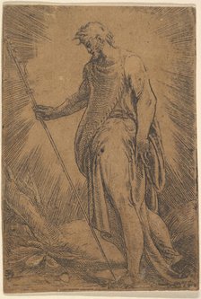 An apostle holding a staff facing left, ca. 1540-60. Creator: Andrea Schiavone.