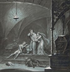 Friar Lawrence and Juliet Discover the Bodies of Romeo and Paris..., 19th century. Creator: Anon.