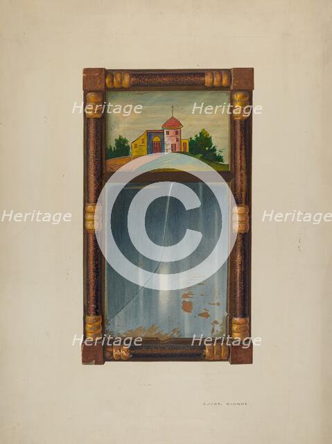 Painted mirror, 1940. Creator: Oscar Bluhme.