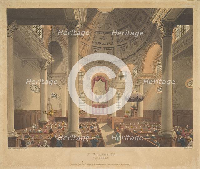 St. Stephen's Walbrook, November 1, 1809. Creators: Thomas Rowlandson, Augustus Charles Pugin, J. Bluck.