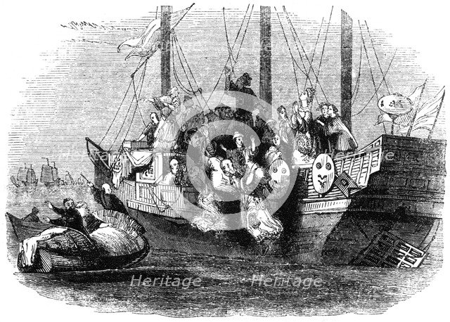 'Mandarin throwing himself with the infant emperor into the sea', 13th century, (1847). Artist: Armstrong