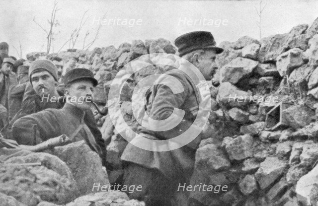 General Marchand inspecting trenches, Champagne, France, World War I, 1915. Artist: Unknown