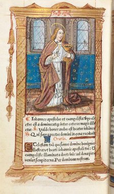 Printed Book of Hours (Use of Rome): fol. 98v, St. John the Evangelist, 1510. Creator: Guillaume Le Rouge (French, Paris, active 1493-1517).