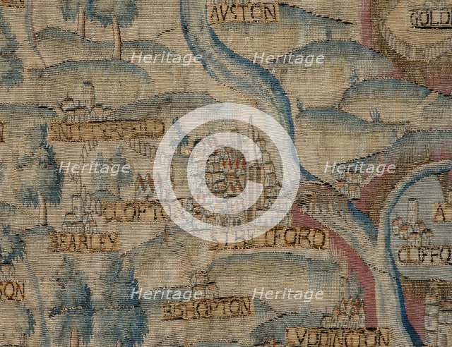 The Sheldon Tapestry: Map of Warwickshire, Detail: Stratford, 1580s.