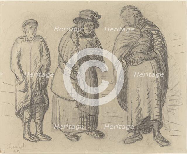 Three Figures, 1913. Creator: Ernst Barlach.