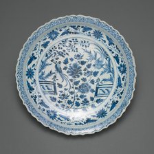 Shallow Dish with Long-Tailed Birds in a Garden of Stylized..., Yuan dynasty, early/mid-14th cent. Creator: Unknown.