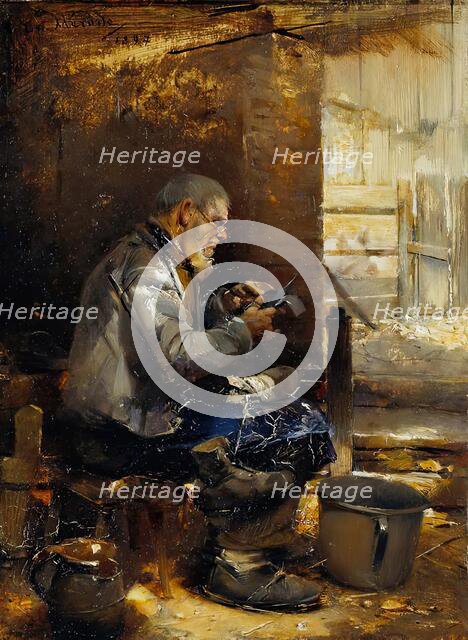 Peasant cobbler, 1897. Creator: Carl von Merode.