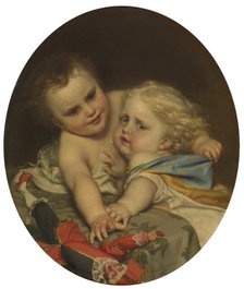 Two Children Playing Around, 1861. Creator: Joseph Henri Francois Van Lerius.