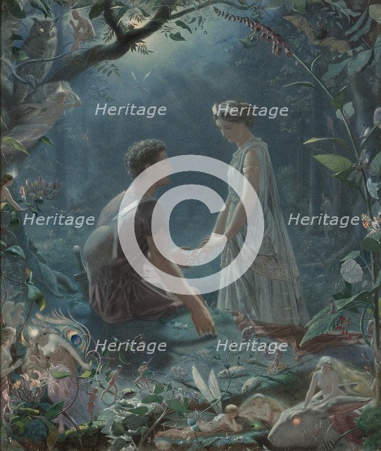 Hermia and Lysander. A Midsummer Night's Dream, 1870. Artist: Simmons, John (1823-1876)