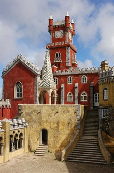 Partial view of the Pena Palace complex, Sintra, Portugal, 19th century (2008).  Creator: Unknown.