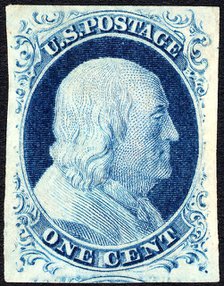 1c Franklin type IV single, 1852. Creator: Unknown.