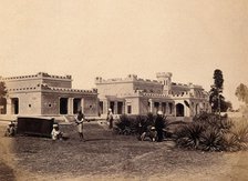 India: Ludlow Castle, Delhi, with a sedan-chair and attendants in the garden, c1858. Creator: Felice Beato.