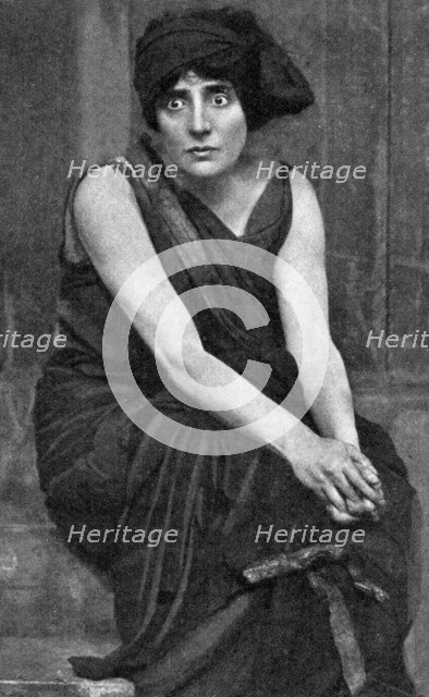 Mrs Patrick Campbell, British stage actress, in the role of 'Electra', 1908 (1951). Artist: Unknown