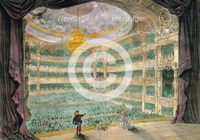 Opera of Paris, built between 1862-1875 by Charles Garnier, engraving depicting the inaugural fun…