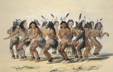 The Bear Dance (detail), pub. 1845 (colour lithograph). Creator: George Catlin (1796 - 1872).