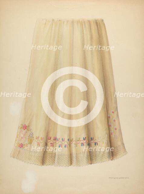 Zoar Embroidered Flannel Petticoat, c. 1938. Creator: Fritz Boehmer.