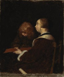 The Reading Lesson, copy after Ter Borch, 1894-1900. Creator: Maria Wiik.