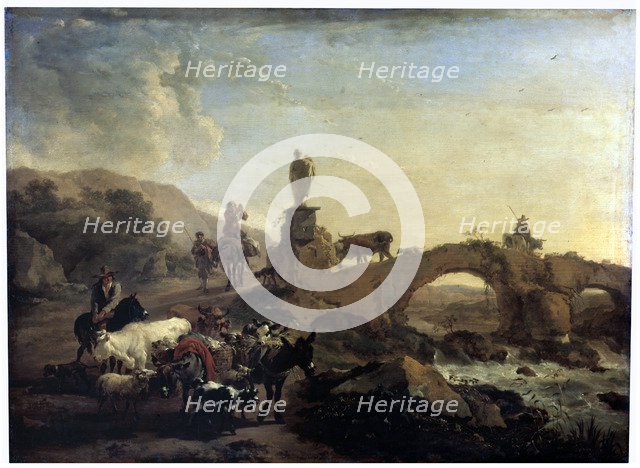 'Italian landscape with a Small Bridge', 1656. Artist: Nicolaes Berchem