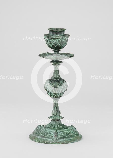 Candlestick, Cup Form, with Arabesques, Bell Flowers, Owls, and Panthers' Heads, cast 1845/1874. Creator: Antoine-Louis Barye.