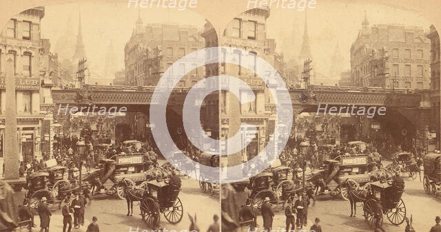 Group of 4 Stereograph Views of Ludgate Hill, London, England, 1850s-1910s. Creator: J F Jarvis.