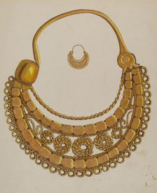 Gold Earring, c. 1937. Creator: Tulita Westfall.