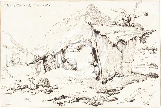 A Village Hut in India [recto], 1814/1824. Creator: George Chinnery.
