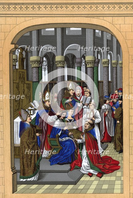 'Coronation of Charles V, King of France', 14th century, (1870).Artist: Franz Kellerhoven