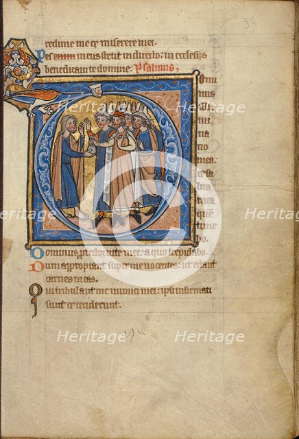 Initial D: Judas Receiving the Thirty Pieces of Silver; Psalter, mid-1200s. Creator: Unknown.