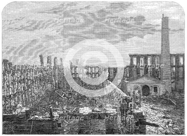 Ruins of Colonel Colt’s patent firearms factory at Hartford, Connecticut,...destroyed by fire, 1864. Creator: Unknown.