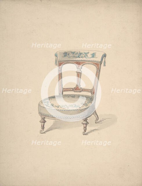Design for a Low Chair on Casters, 1840-99. Creator: Anon.