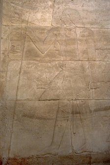 Male figure with a baton and sceptre relief, Mastaba of Kagemni, Saqqara, Egypt, 2350 BC (2003). Creator: Unknown.