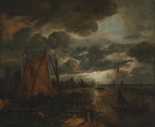 River in Moonlight, 1640-1649. Creator: Aert van der Neer.