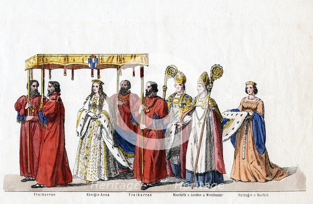 Costume designs for Shakespeare's play, Henry VIII, 19th century.. Artist: Unknown