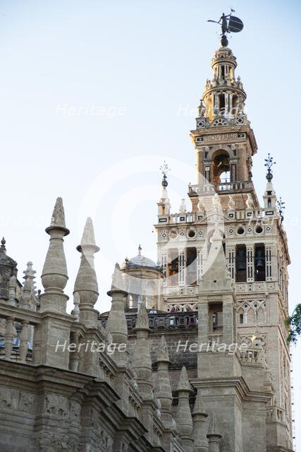 The Giralda, the Islamic bell tower, Cathedral of Seville, Spain, 2023. Creator: Ethel Davies.