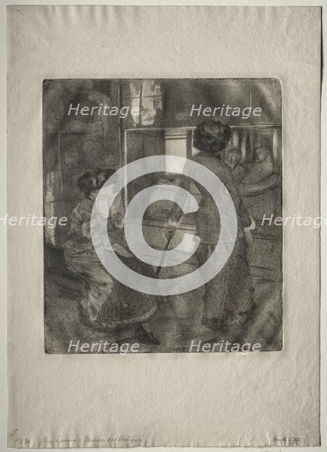 Mary Cassatt at the Louvre: The Etruscan Gallery, 1879-1880. Creator: Edgar Degas (French, 1834-1917).