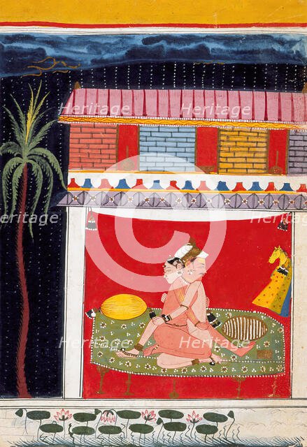 Lovers Embracing, Folio from an Erotic Manuscript, c1660. Creator: Unknown.