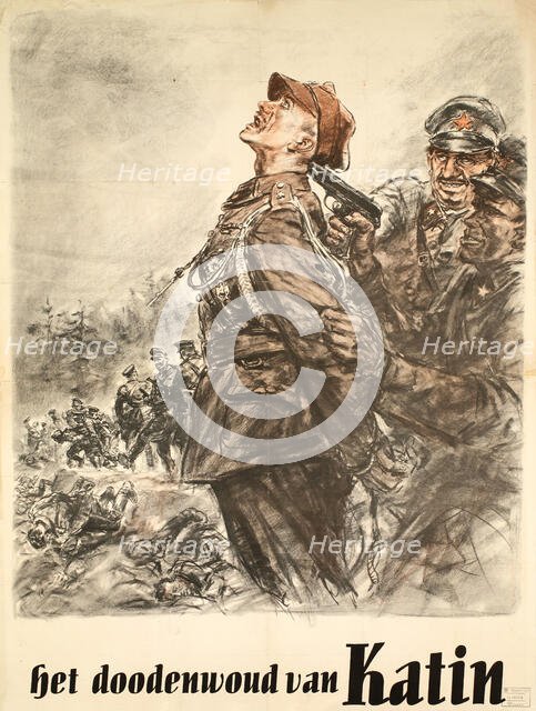 Katyn, the forest of death. Nazi propaganda poster, 1943. Creator: Matejko, Theo (1893-1946).