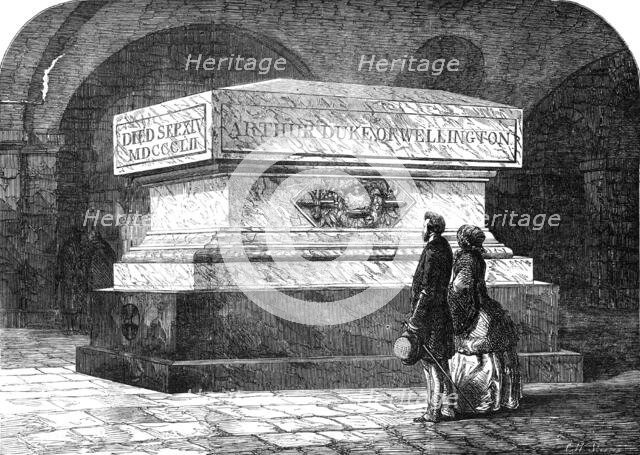 Tomb of the late Duke of Wellington, in the Crypt of St. Paul's Cathedral, 1854. Creator: Charles William Sheeres.