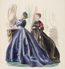 Fashion Plate - Petit Courrier des Dames 'Modes de Paris', 1860-69. Creator: Gilquin fils.