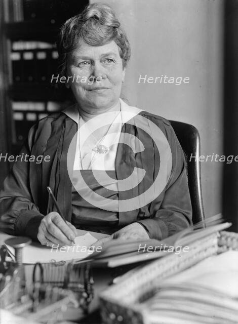 Miss Fox at Desk, 1918. Creator: Harris & Ewing.