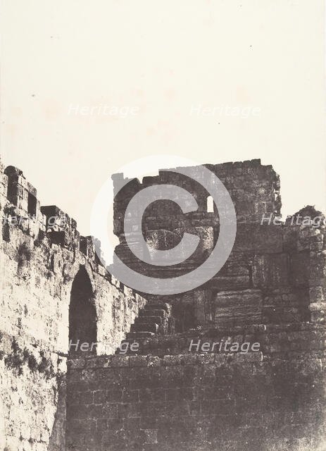 Jérusalem, Enceinte du Temple, Face Nord de l'angle Nord-Est, 1854. Creator: Auguste Salzmann.