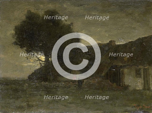 A Sheepfold at Nightfall, c.1870-c.1904. Creator: Theophile de Bock.