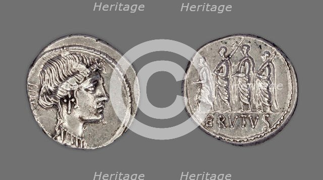 Denarius (Coin) Depicting Liberty, 54 BCE, issued by Roman Republic, M. Junius Brutus (moneyer). Creator: Unknown.