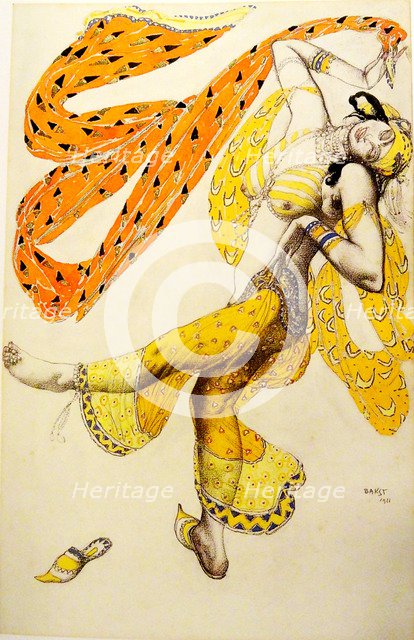 Odalisque. Costume design for the ballet Sheherazade by N. Rimsky-Korsakov, 1910. Artist: Bakst, Léon (1866-1924)