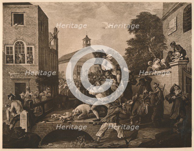 'Chairing the Members', Plate IV from 'The Humours of an Election', 1757. Artist: William Hogarth.